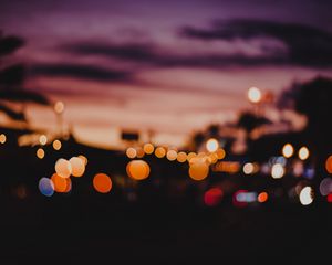 Preview wallpaper glare, bokeh, sunset, night, blur, dark