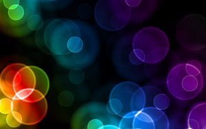 Preview wallpaper glare, circles, colorful, shape, size