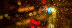 Preview wallpaper glare, colorful, drops, blur, rain