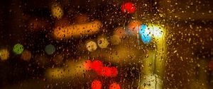 Preview wallpaper glare, colorful, drops, blur, rain