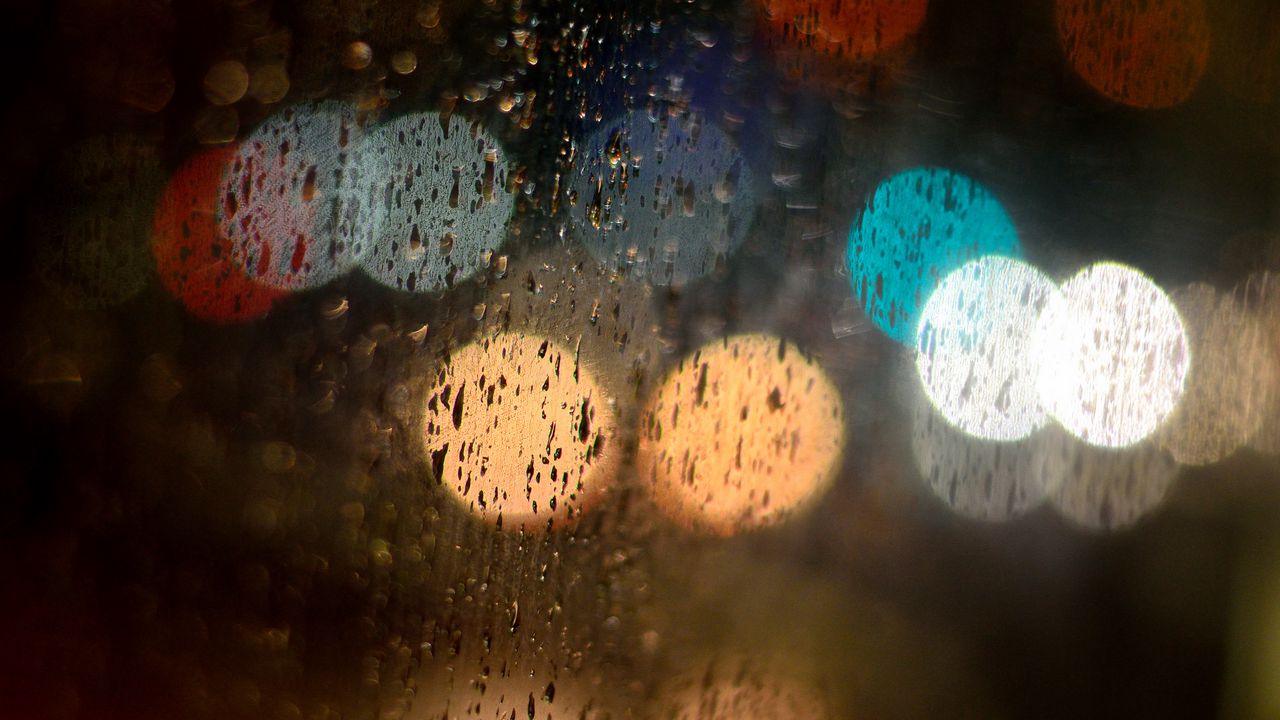 Wallpaper glare, colorful, drops, wet, rain