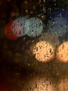 Preview wallpaper glare, colorful, drops, wet, rain