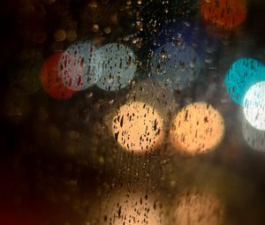 Preview wallpaper glare, colorful, drops, wet, rain