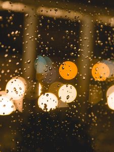 Preview wallpaper glare, drops, glass, blur, rain