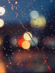 Preview wallpaper glare, drops, glass, rain, blur
