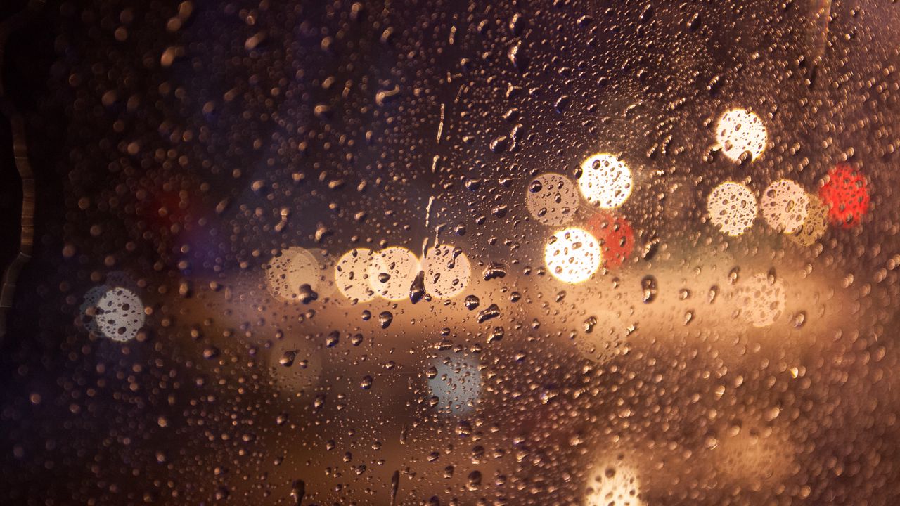 Wallpaper glare, drops, glass, rain, macro
