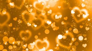 Preview wallpaper glare, hearts, lights, glitter, gold