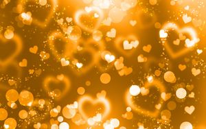 Preview wallpaper glare, hearts, lights, glitter, gold
