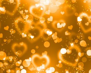 Preview wallpaper glare, hearts, lights, glitter, gold