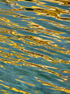 Preview wallpaper glare, water, ripples, golden, waves