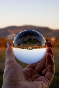 Preview wallpaper glass ball, ball, reflection, landscape, macro