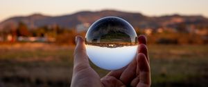 Preview wallpaper glass ball, ball, reflection, landscape, macro