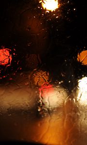 Preview wallpaper glass, bokeh, glare, rain, wet, macro