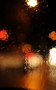 Preview wallpaper glass, bokeh, glare, rain, wet, macro