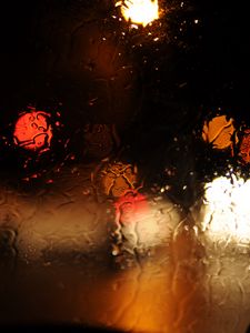 Preview wallpaper glass, bokeh, glare, rain, wet, macro