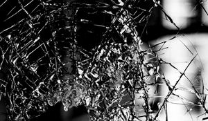 Preview wallpaper glass, broken, bw, cranny, shards