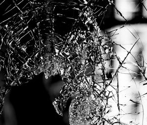 Preview wallpaper glass, broken, bw, cranny, shards