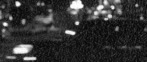 Preview wallpaper glass, broken, cranny, bokeh, lights, black and white