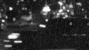 Preview wallpaper glass, broken, cranny, bokeh, lights, black and white