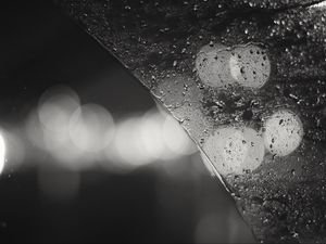 Preview wallpaper glass, broken, drops, bokeh, blur, black and white