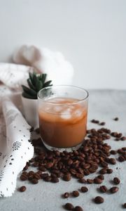 Preview wallpaper glass, coffee, coffee beans, drink