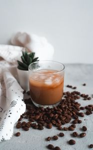 Preview wallpaper glass, coffee, coffee beans, drink