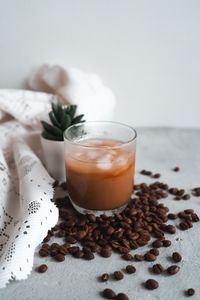 Preview wallpaper glass, coffee, coffee beans, drink