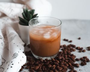 Preview wallpaper glass, coffee, coffee beans, drink