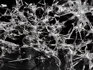 Preview wallpaper glass, cranny, broken, bw