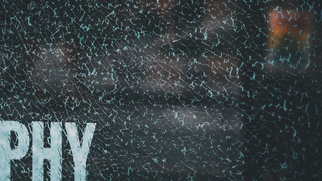 Wallpaper glass, cranny, letters, glare