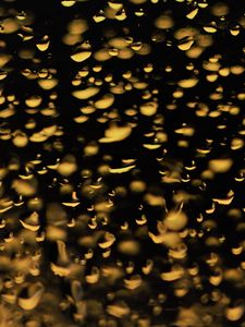 Preview wallpaper glass, drops, backlight, yellow, dark, macro