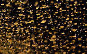 Preview wallpaper glass, drops, backlight, yellow, dark, macro