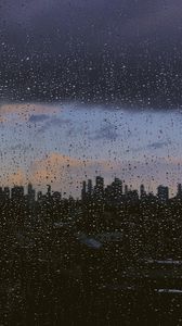 Preview wallpaper glass, drops, city, rain