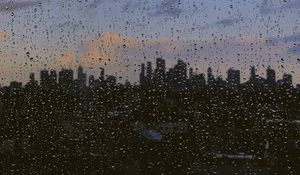 Preview wallpaper glass, drops, city, rain