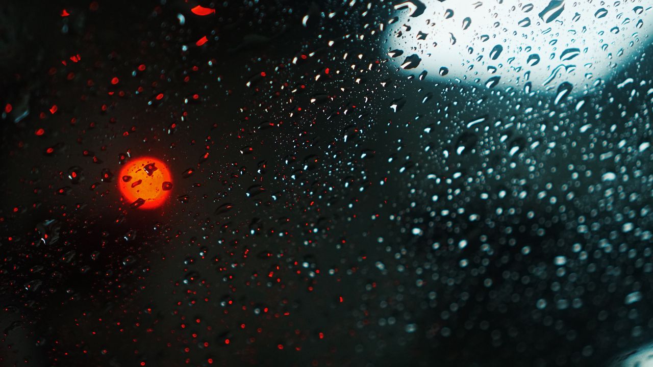 Wallpaper glass, drops, glare, bokeh, macro, rain