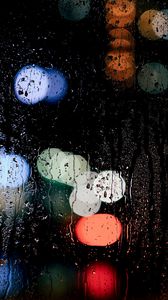 Preview wallpaper glass, drops, lights, rain, macro