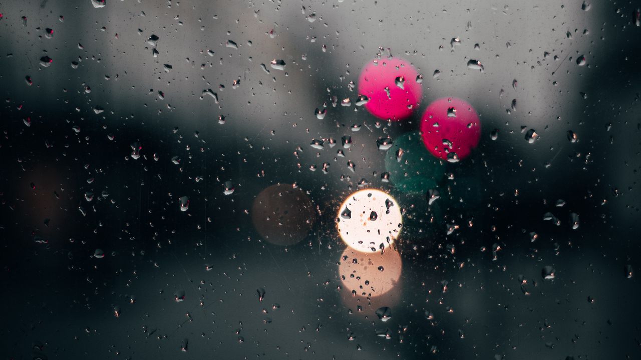 Wallpaper glass, drops, macro, blur, rain