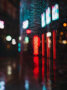 Preview wallpaper glass, drops, neon, lights, reflection