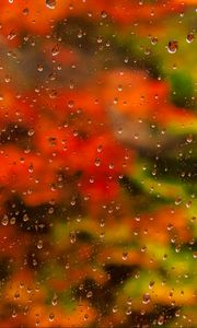 Preview wallpaper glass, drops, rain, water, autumn, blur, macro