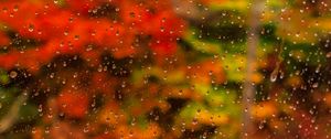 Preview wallpaper glass, drops, rain, water, autumn, blur, macro