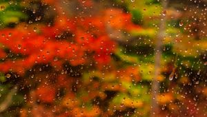 Preview wallpaper glass, drops, rain, water, autumn, blur, macro