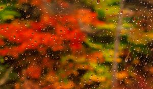 Preview wallpaper glass, drops, rain, water, autumn, blur, macro