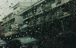 Preview wallpaper glass, drops, rain, blur