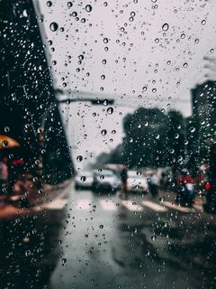 Download wallpaper 240x320 glass, drops, rain, moisture, blur, city old  mobile, cell phone, smartphone hd background