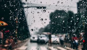 Preview wallpaper glass, drops, rain, moisture, blur, city