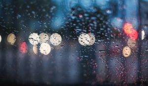 Preview wallpaper glass, drops, rain, blur, bokeh