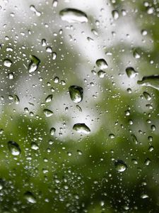 Preview wallpaper glass, drops, rain, macro, green