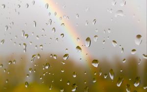 Preview wallpaper glass, drops, rain, rainbow, blur, macro