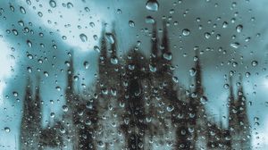 Preview wallpaper glass, drops, silhouette, macro, blur