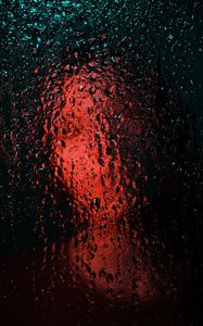Preview wallpaper glass, drops, silhouette, face, blur, wet
